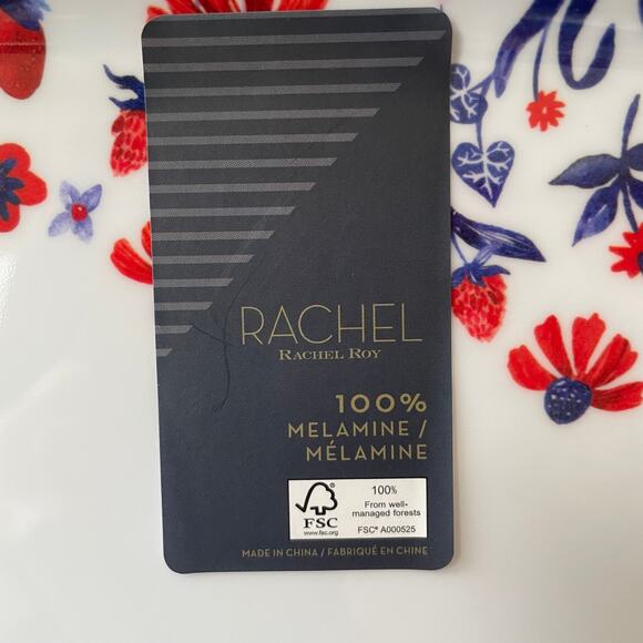 RACHEL ROY Patriotic Floral Melamine Serving Platter 19" Red|White|Blue NEW - Picture 7 of 8